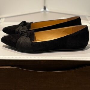 Franco Sarto Black Suede Pointed Flats, S8.5 like new